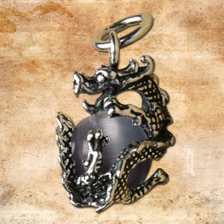 Silver Dragon with Sphere, black