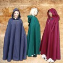 Cape with long hood with metal clasp, cotton