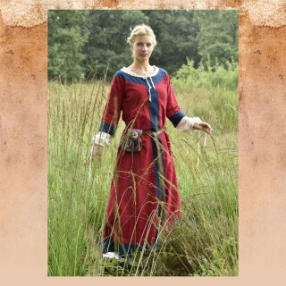 Medieval Dress Gudrun, red/blue