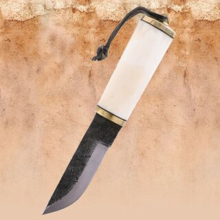 Viking Knife w/ Bone Handle & Leather Sheath