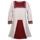 Viking Tunic Halvar with Embroidery, natural-coloured/red