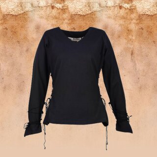 Medieval Blouse Aila with Cording, black XL