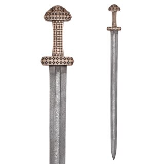 Viking Sword with Bronze Hilt, Damascus Steel