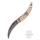 Viking Folding Knife with Damascus Steel Blade, Bone Handle