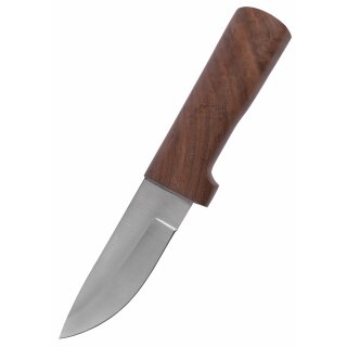 Outdoor Knife with Wooden Grip, incl. Leather Sheath