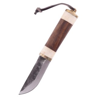 Utility Knife, Bone/Wood Handle and Leather Sheath