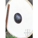 Wikinger Rundschild aus Holz und Segeltuch, mit Eisenbuckel
