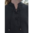 Schweres Mittelalter-Hemd, schnürbar, handgewebt, schwarz