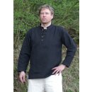 Heavy medieval shirt with wooden buttons, black