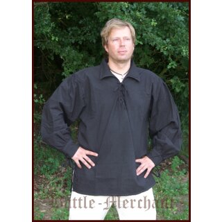 Spätmittelalter-Hemd aus Baumwolle, schwarz, Gr. L
