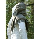 Late medieval cotton hood, green/white