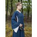 Mittelalterkleid mit Höllenfenstern, Bliaut Amal, blau/natur