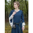 Mittelalterkleid mit Höllenfenstern, Bliaut Amal, blau/natur