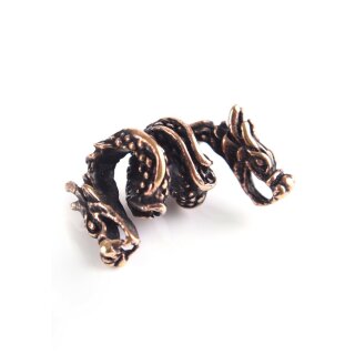 Beard Bead / Hair Bead with Two-Headed Dragon Motif, Bronze
