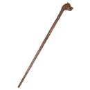 Hand-Carved Wooden Viking Wolfs Head Walking Stick, approx. 130 cm