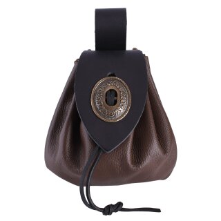 Large Medieval Money Pouch, leather, with metal closure