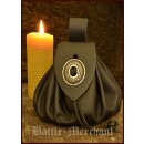 Large Medieval  Money Pouch, black leather, with metal closure