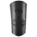 Bracer leather Wristguard with Thors Hammer Motif, long