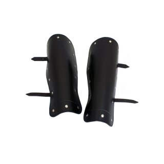 Leather greaves, pair, black