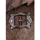 Large Medieval Belt Buckle, Square, Nickel-Plated Brass