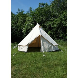 LARP Tent Merglin, 4 m in Diameter, 425 gsm, natural-coloured