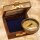 Sun Dial Compass in wooden Box, brass antique