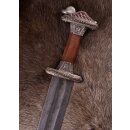 Vendel Period Sword with Scabbard, Tin-Plated Brass Hilt, Damascus Steel
