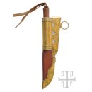 Kleines Wikinger-Messer aus Gotland, Damaststahl, Holzgriff