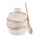Sugar or Salt Bowl with Spoon, Birchwood, approx. 12 x 11 cm