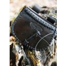 Small Leather Belt Pouch with Thors Hammer Embossing, Black