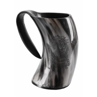 Horn Beer Mug / Tankard - Fenrir, the Norse Wolf (individual packing in box)