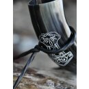 Drinking Horn with Stand - Mjölnir, Hammer of Thor (Our design! Individual pack)