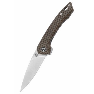 Leopard, 14C28N satin blade, Brown texture micarta handle