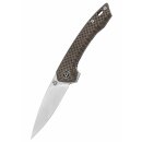 Leopard, 14C28N satin blade, Brown texture micarta handle