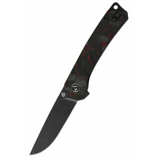 Osprey, 14C28N Black stonewashed blade, shredded CF overlay G10, red