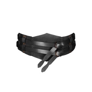 Wide Leather Belt, Double Belt with Braided Seams, Unisex, black