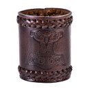 Dice Shaker, Leather with Embossed Thorshammer, brown