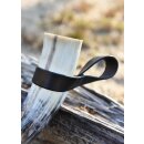 Einfacher Gürtelhalter aus Leder für Trinkhorn, Hornhalter, schwarz