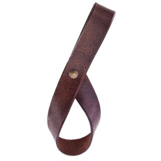 Plain Leather Belt Holder for Drinking Horn, dark brown