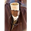 Leather Drinking Horn Holder with Embossed Triskelion, dark brown, var. sizes