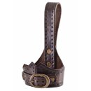 Leather Drinking Horn Holder with Buckle, dark brown,...
