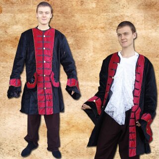 Pirate frock-coat made from real cotton velvet S, red-black