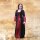Kleid Fee, weicher Baumwollsamt mit Netzspitze  - XXXL, schwarz-rot