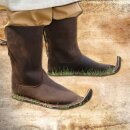 Boots with upward-bent tip - 38, Velours brown