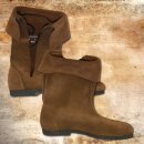 Cuff Boots with rubber soles, Velours, 47, brown