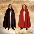 High-Medieval Cape with long hood - red