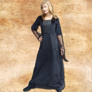 Kleid Fee, Viskose mit Netzspitze - L, schwarz