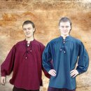 Stand-up Collar Shirt, heavy linen, Pirate Shirt XL dark blue