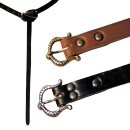 Viking Belt, 2 cm - black, with end and rivets, silver