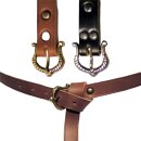 Viking Belt, 2 cm - brown, with end and rivets, silver